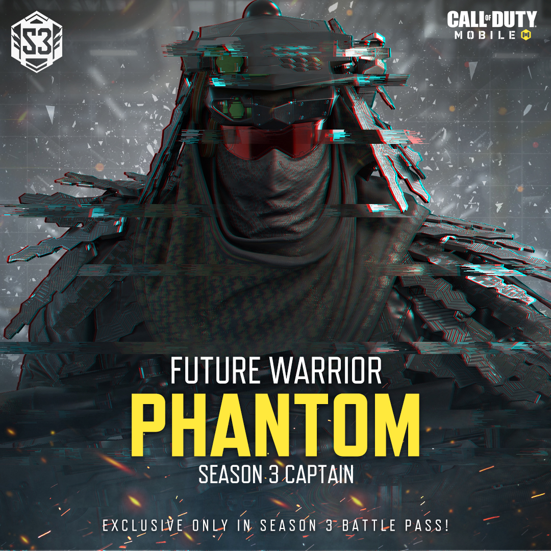 Most of you guessed it right. Our captain for Season 3: The Future is Now, is none other than Phantom. He will be available exclusively in our brand new Season 3 Battle Pass! #CallofDuty #CODM #CODMobile #Garena #Future #Season3 #Phantom