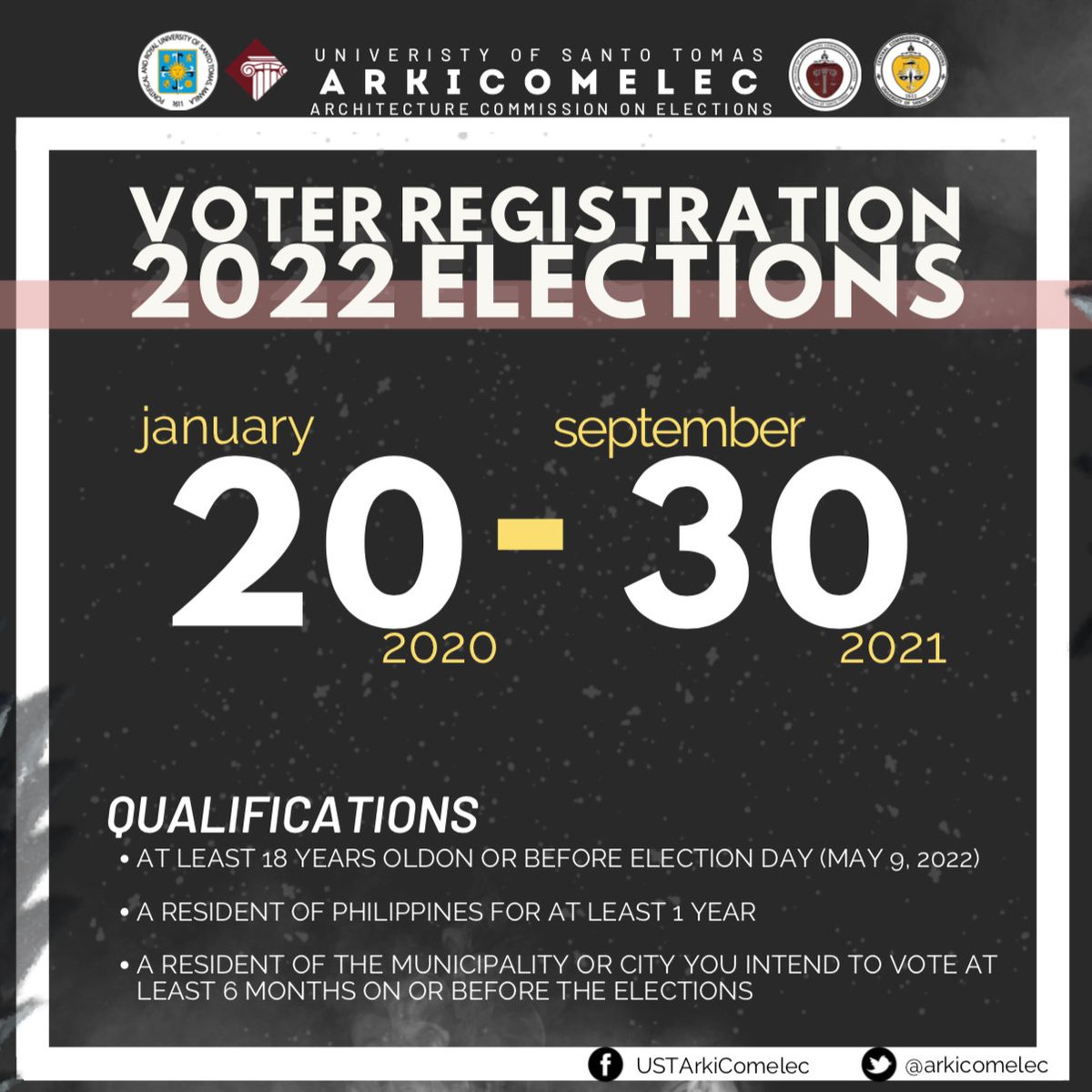 arkicomelec's tweet photo. As per the Commission on Elections, the voters’ registration for the 2022 national and local elections will be resumed this January 20, 2020. Exercise your right to vote!
#arkiboto #botomasino https://t.co/x3dJrPAwSR