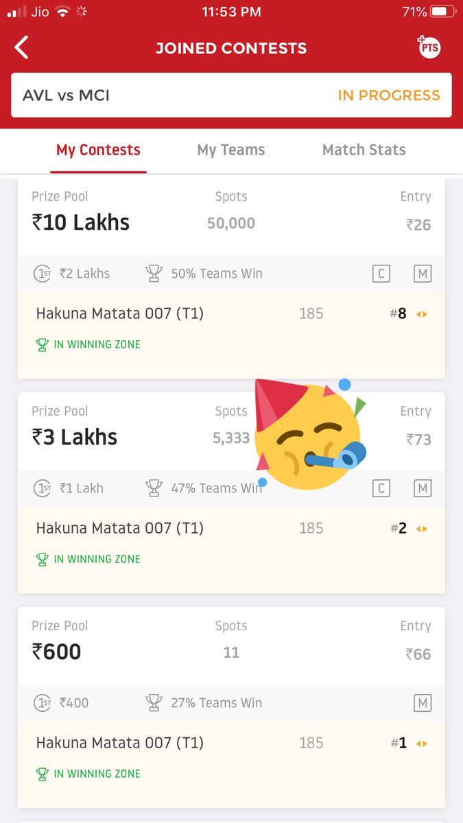 RounakSarraf's tweet photo. #WonGL 🤞🏻❣️With #SmallLeague Team ❣️🤞🏻🥰☺️ #AVLvsMCI❣️🥰 #Football #Cricket #Dream11 #Womens Touchwood ❣️🥰❣️🥰🤞🏻 https://t.co/usUJCaO3Pq
