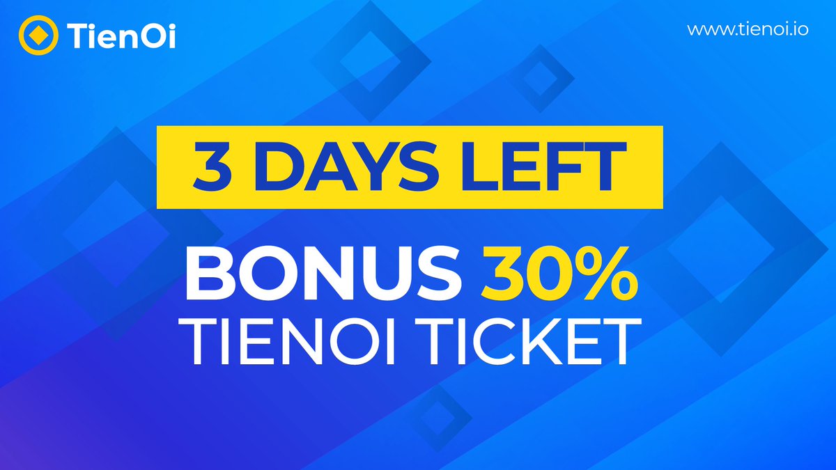 #TienOi #IEO #Bcnex #BCNX $BCNX 
🤔 How many ticket do you have now? 
👉 Don't forget: 3 Days Left - Bonus 30% TienOi Ticket 
➡️ 01/01/2020 - 15/01/2020
➡️ 1 BCNX = 0.13 Ticket (BONUS 30%)
Claim: bcnex.net/en/ieo/17