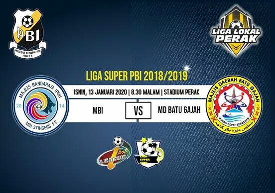 LigaLokalPerak's tweet photo. Liga Super PBI 2019
Jadual Perlawanan Isnin, 13 Januari 2020
MBI vs MD Batu Gajah
8.30 mlm
Stad Perak
Tahniah kpd kedua2 pasukan
Juara dan Naib Juara Liga Super PBI 2019
#ligaipoh2019
#ligasuperipoh2019
#ligasuperpbi2019
#ligalokalperak
#sokongligalokal
#supportlocalleague https://t.co/vpQuyH4OFu