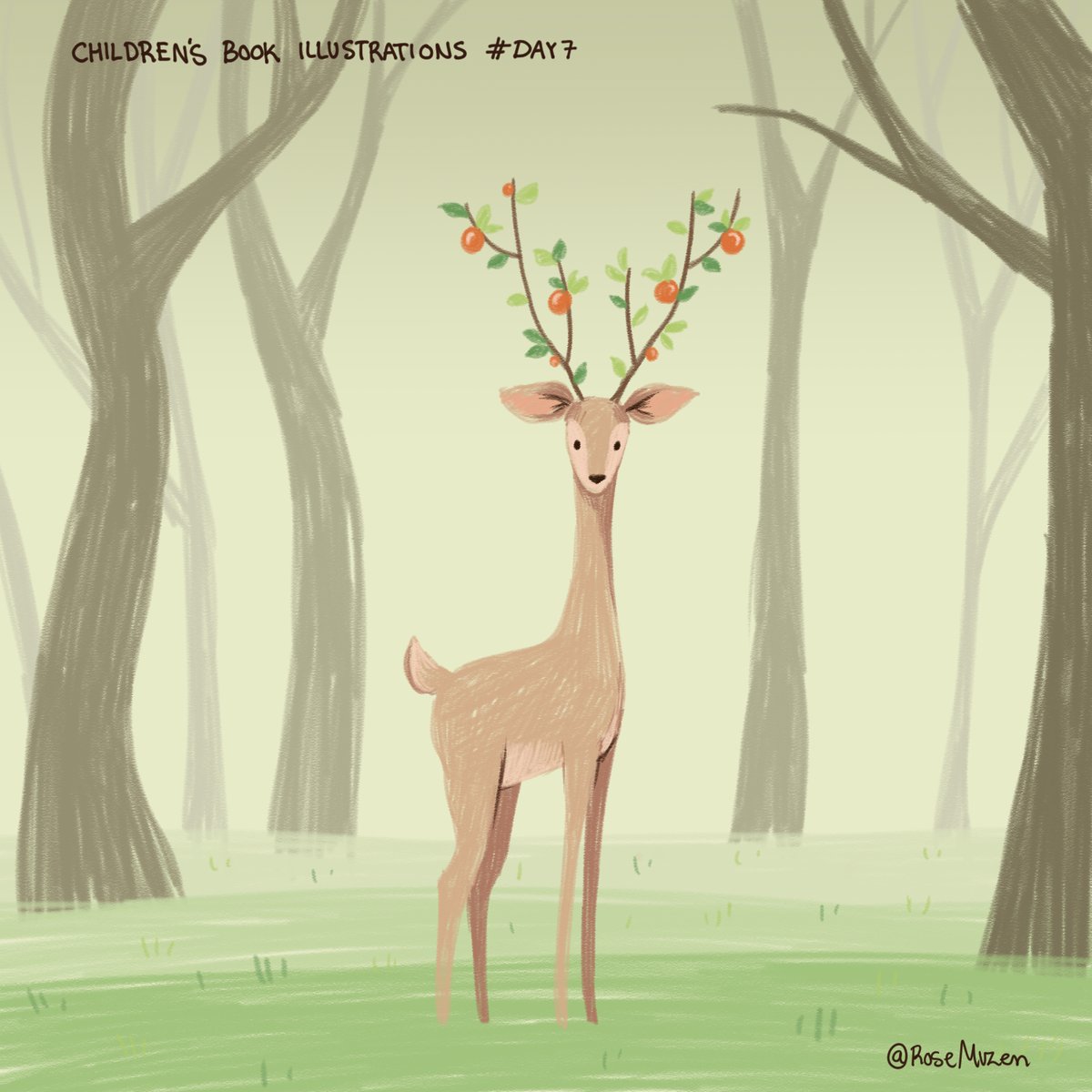 RoseMuzen's tweet photo. Day 7, which means it is the last children's book illustration for now. I really think I learned a lot and I even ended up loving a new kind of drawig style <3 #drawing https://t.co/XWTUW3qknT