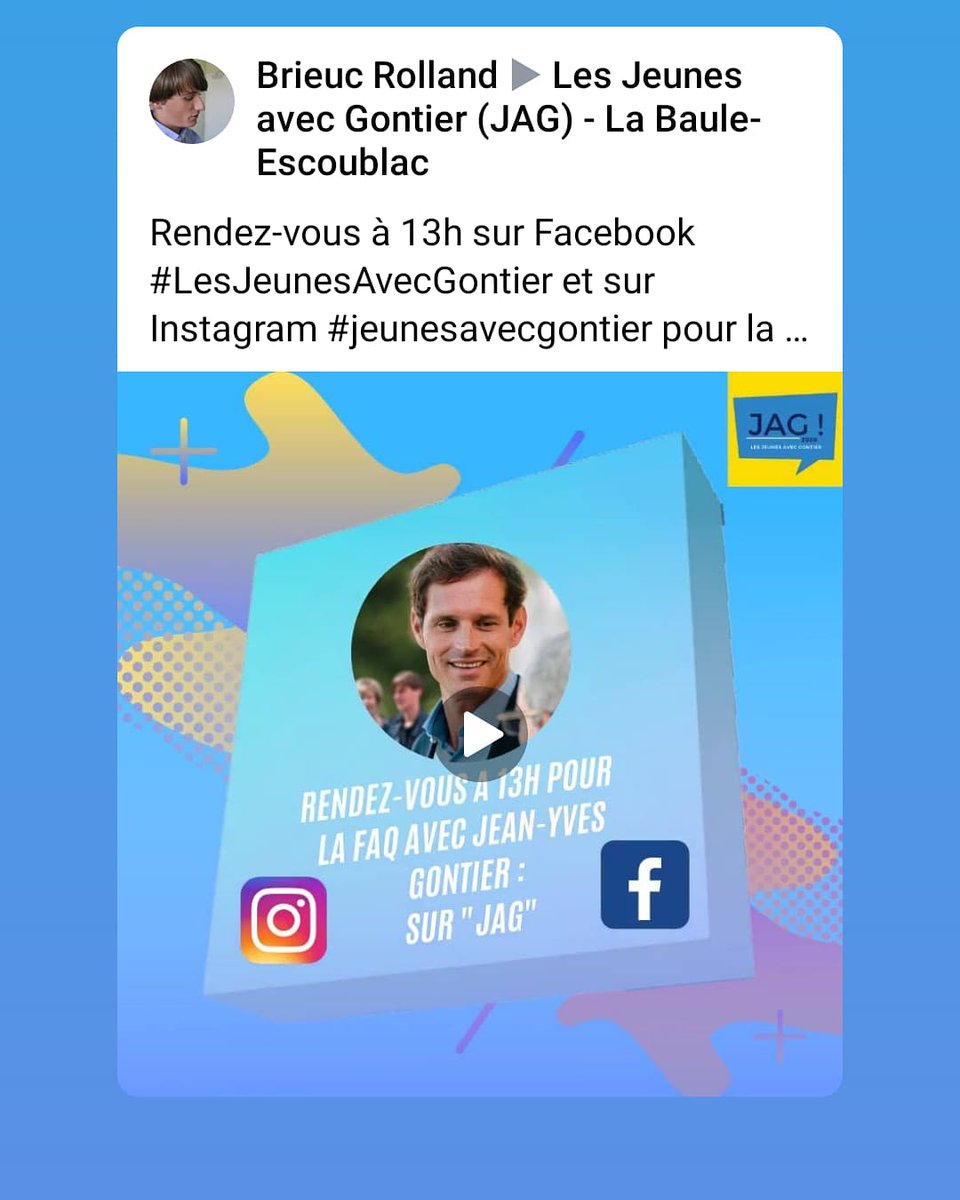 brieucrolland's tweet photo. Rendez-vous à 13h sur Facebook #LesJeunesAvecGontier et sur Instagram #jeunesavecgontier pour la FAQ avec #JeanYvesGontier !

#JAG

#FAQJAG

#JeanYvesGontier2020 https://t.co/JfS8li2vZ1