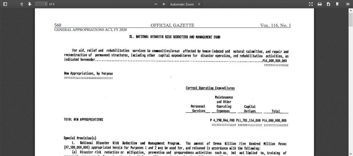 randomsalt's tweet photo. Our government's budget-slashing actions against the @NDRRMC_OpCen are certainly decisive. In 2016, its allocation was about PHP 38.9 billion. This was reduced by some 60% in 2017, and has barely increased since. (Screen captures via @DBMgovph) #TaalVolcano #DisasterPH https://t.co/X9irJPsAzN