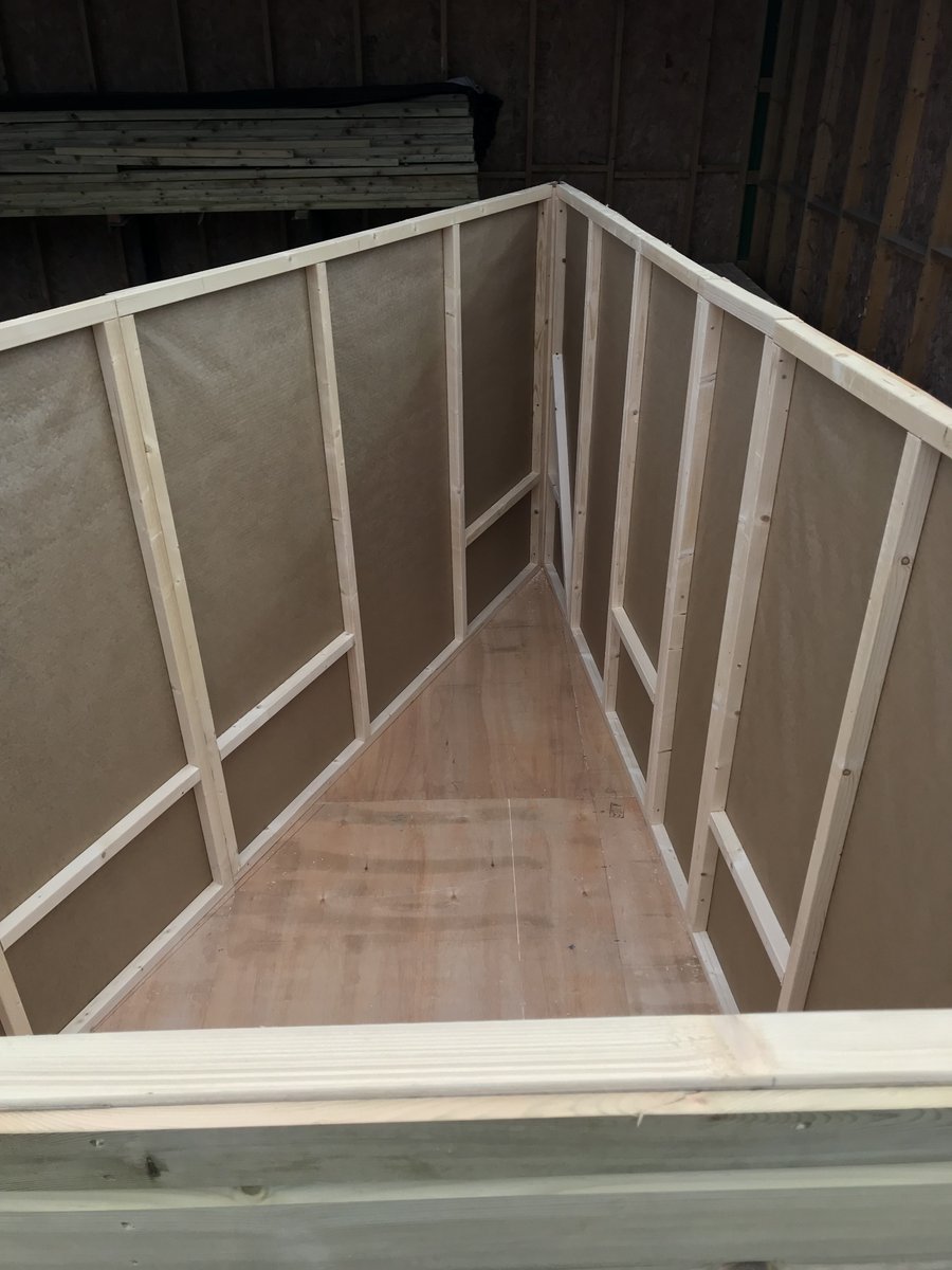 This is an aerial view before the roof was fitted, it's a bespoke order design to fit in a corner of a garden 3m x 5m x 4.4m #theshedfactorykent #bespoke #aerialview #pentroof #plyfloor #extrastrong #solid #heavyduty #builtbyhand #builtolast #notflimsy Give us a call 01732 823455