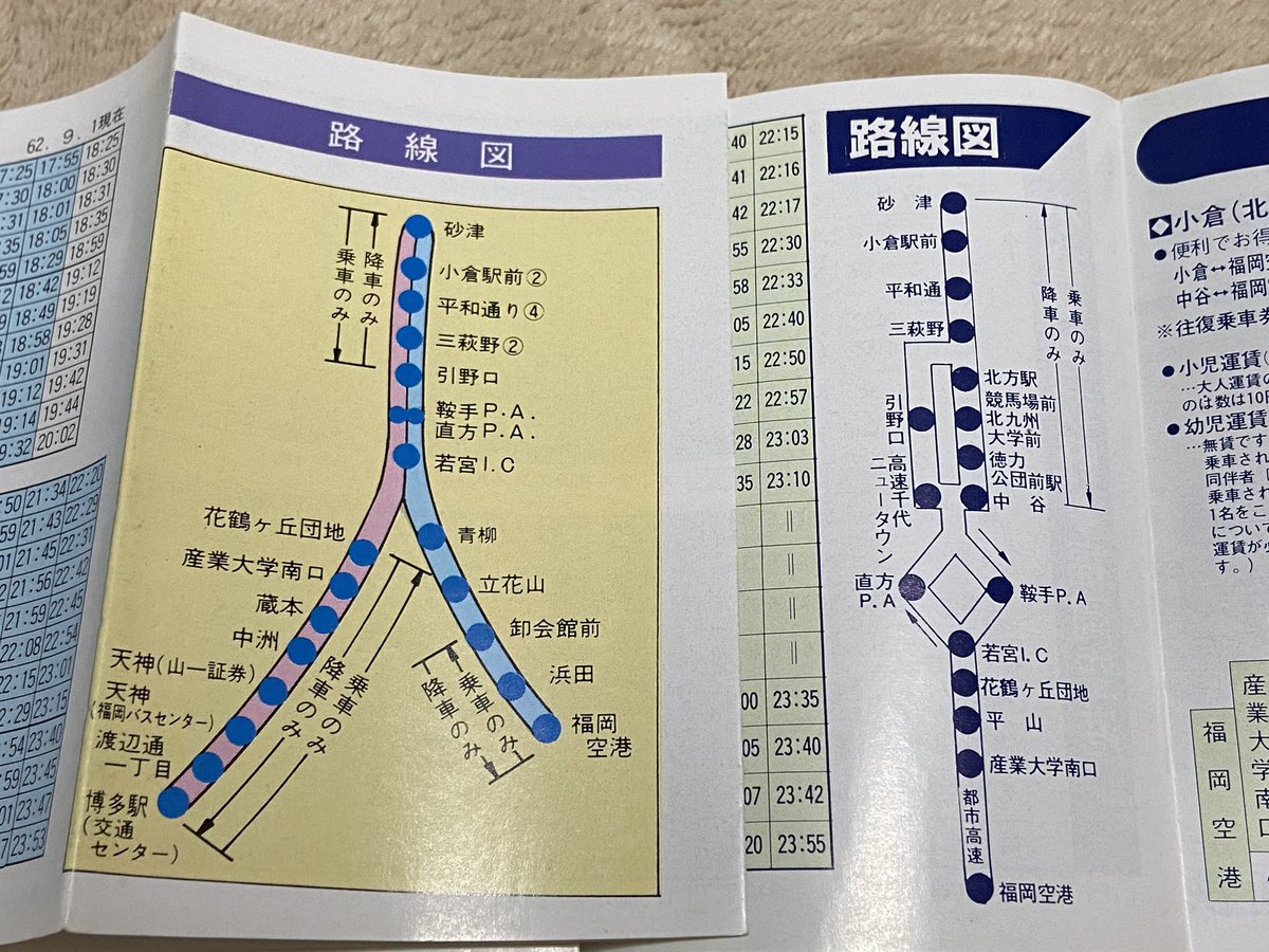 Takuto 時刻表で振り返る小倉 福岡空港線 1987年 S 62 の時点では立花山や浜田にも停車していたんですね