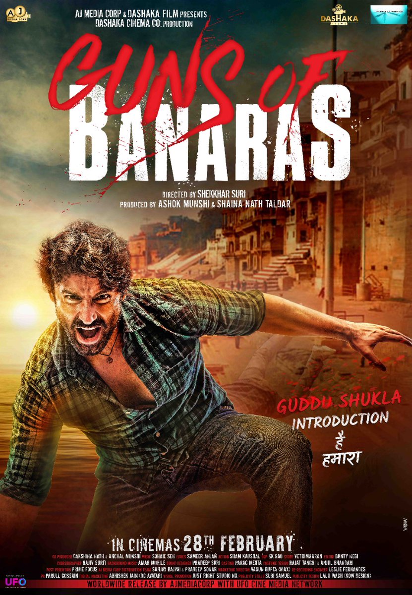 BOWorldwide's tweet photo. Check out the poster of #GunsOfBanaras

Directed by @ShekkharS and produced by #AshokMunshi and @SnShaina under the banner of #DashakaCinemaCo, and is presented by #DashakaFilms and #AJmedia.

#GunsOfBanarasPoster #KaranNath
@gobthefilm @karannnathh https://t.co/lIuBmmFKLW
