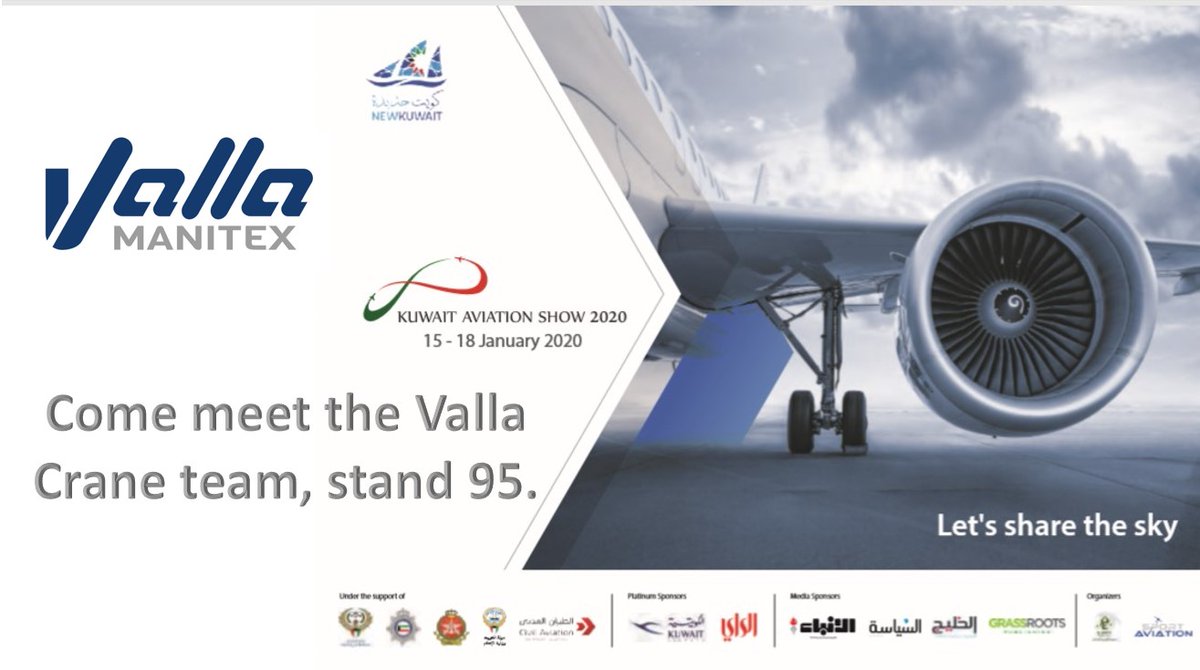 VallaCranes's tweet photo. If you are visiting the Kuwait Aviation Show, stop by and meet the Team. #kuwaitaviation #kuwait #manitex #vallacranes #lifting #aviation #aviationmaintenance #cranes #webuildbettercranes #hirdylifting #togetherwearestronger #aircraftmaintenance https://t.co/h17BTTyd0g