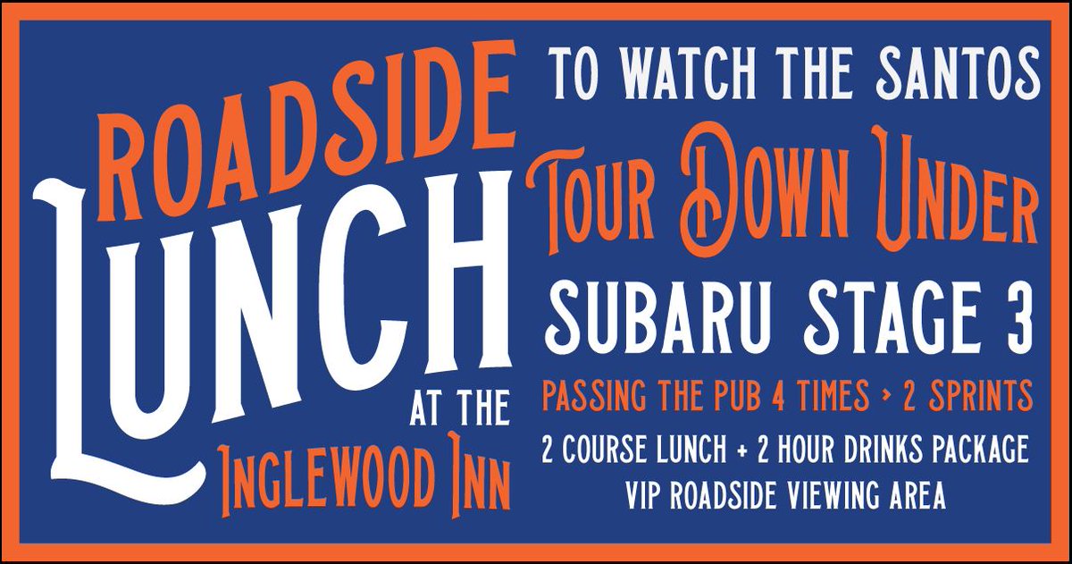Looking for a great @tourdownunder option? Why not book in at the @InglewoodInn for all the action of Subaru Stage 3 and get parking, lunch, drinks and a VIP roadside viewing. Book now! ow.ly/O2AV50xTA9T