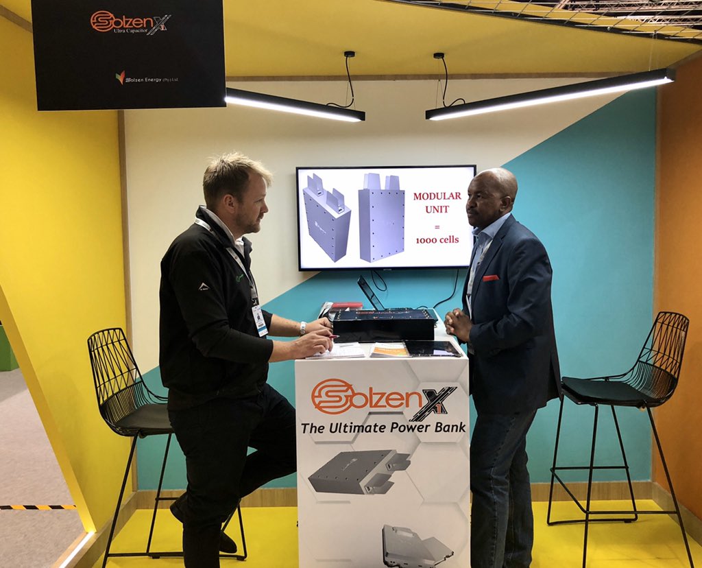 thegreencape's tweet photo. Connecting with South African cleantech companies at @WFES - @SolzenE developing innovative energy storage solutions and representing SA innovation on the Climate Innovations Exchange (CLIX) platform in Abu Dhabi. @Wesgro @AtlantisSEZ https://t.co/apQR5YmXuQ