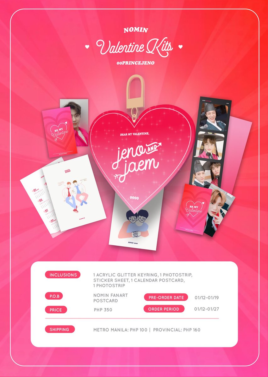 soundspaxe's tweet photo. [ SG GO 🇸🇬 ]
𝘕𝘖𝘔𝘐𝘕 / 𝙈𝘼𝙍𝙆𝙃𝙔𝙐𝘾𝙆 VALENTINE KITS by @cometscrush_com and @00princejeno for NCT Mark, Haechan, Jeno, Jaemin 
一 
deadline: 25 jan 2020, 23:59
order form: https://t.co/uLDnSXZyNm 
一 
[ #soundspaxego ] https://t.co/SagGRzh5qj