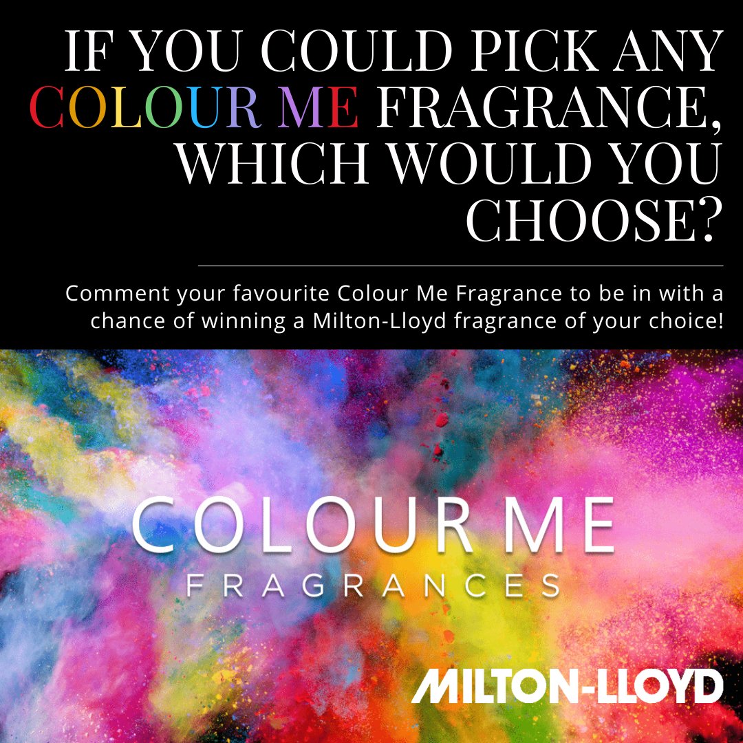 #CompetitionTime - To be in with the chance of winning a Milton-Lloyd fragrance of your choice, all you have to do is:

1. Like and retweet this post
2. Tell us your favourite Colour Me fragrance in the comments
3. Follow this page

A winner will be announced on 17th January. 🌈