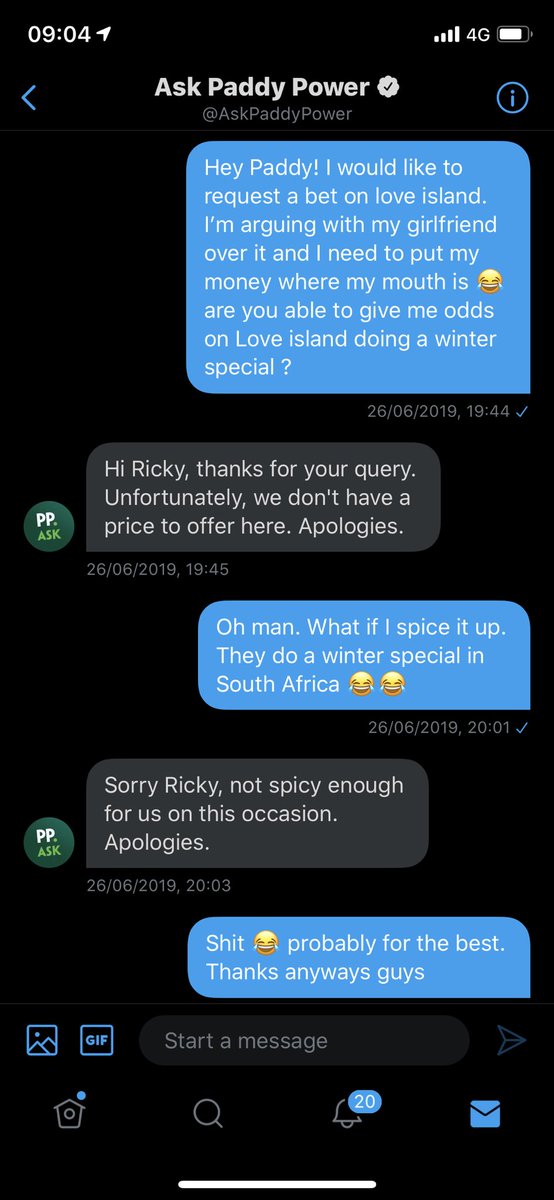 RickyRascal88's tweet image. Remember that time @AskPaddyPower didnt think my request a bet was spicy enough 😭 😭😭😭😭