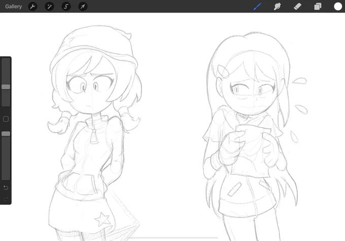 sketching some shy girls 