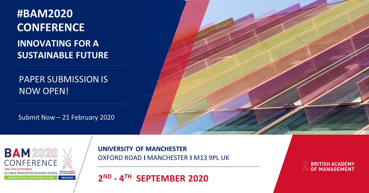 The paper submission site for #BAM2020 is now open! We look forward to receiving your paper.  Deadline to upload your paper is the 21st February 23.59 GMT.
For more - bit.ly/36OtBDR