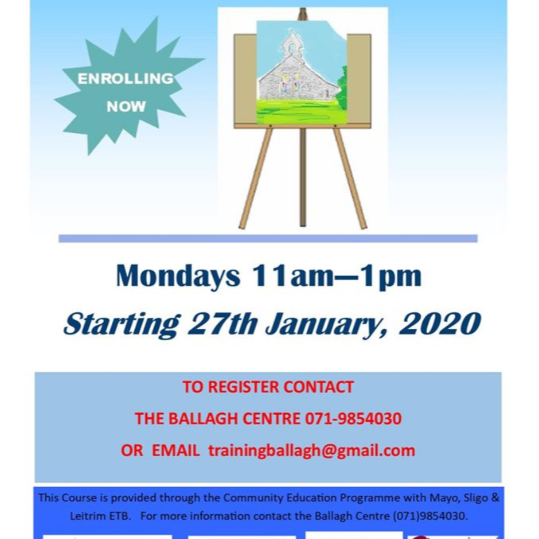 leitrimppn's tweet photo. Recreational Art Class will be resuming at the New Ballagh Centre on Mon 27 Jan at 11am. Call 071-9854030 to register or contact Maureen through the usual FB or em https://t.co/1vIIHefRhE