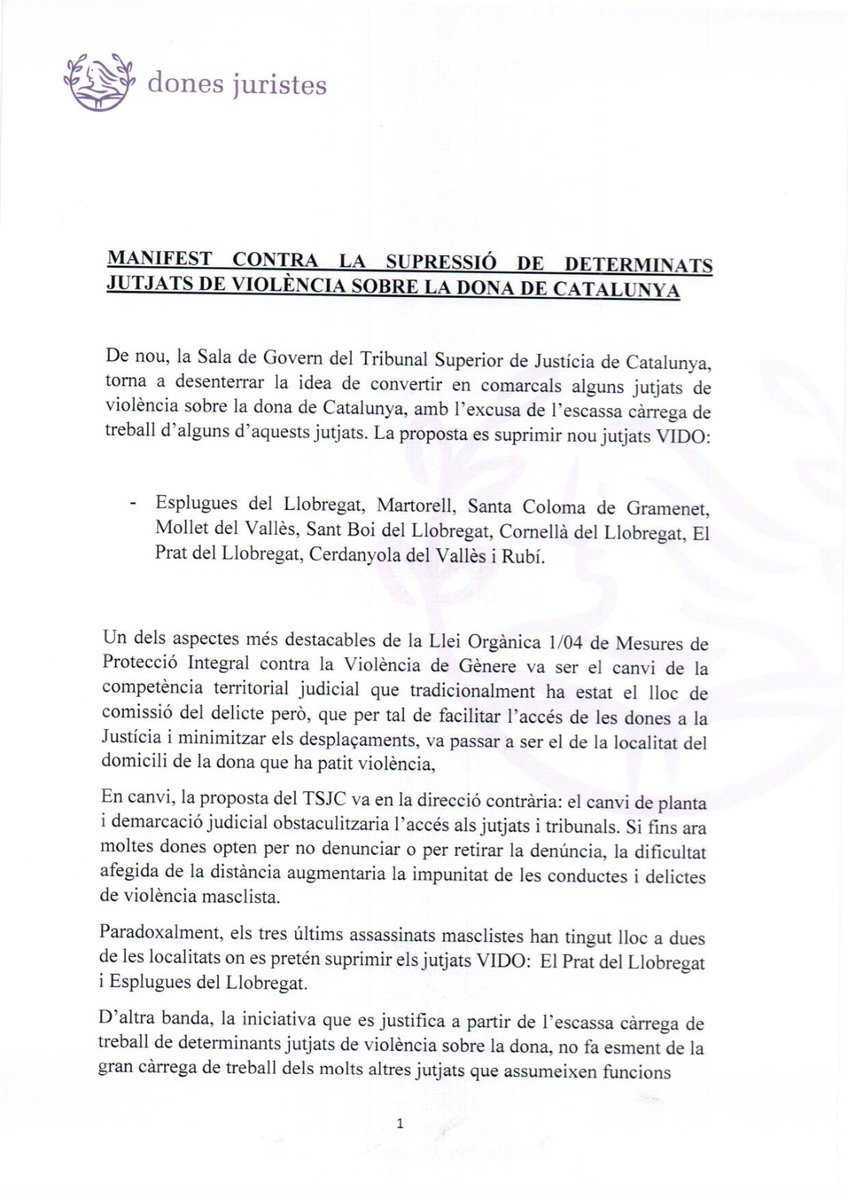 donesjuristes's tweet photo. Per la justícia de proximitat. Contra la deslocalització dels jutjats de viòlencia sobre la dona. https://t.co/1hR1u2qnVB