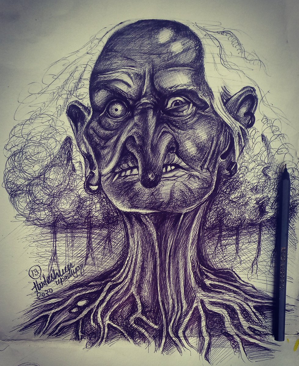 hrideshwer's tweet photo. #conceptualartwork #creativeprocessthroghballpen #dynamiclayouts #aligarhdiries #oldman #bhottiyapadh #childhoodfear #artgallary https://t.co/YyX07pQ8mF
