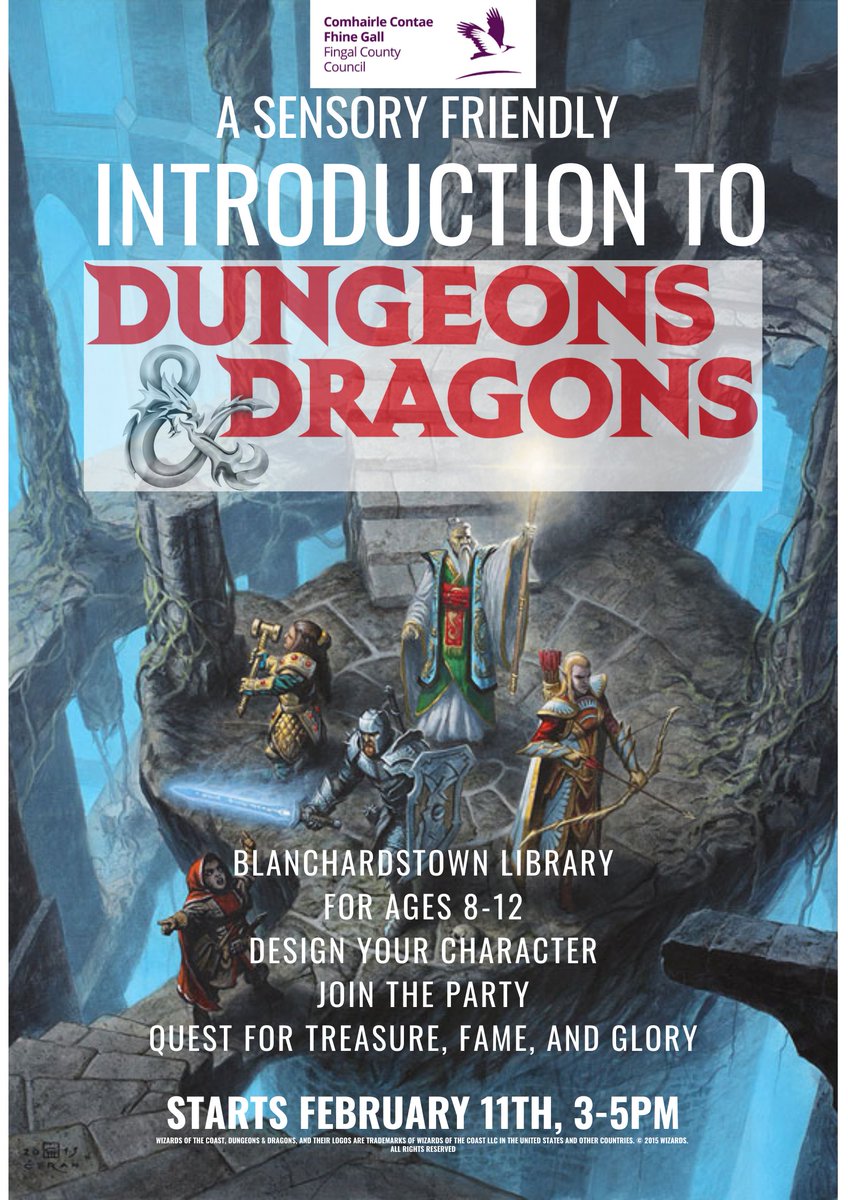 dnddublin's tweet photo. Registration for this 3-part intro to #dungeonsanddragons opens on Feb 1st at the link below. 8-12 years olds can design their characters, 3D print their miniatures and dive into the Lost Mines of Phandelver at @fingallibraries 
https://t.co/Eq0osQlDxI https://t.co/F0k3YGj1jP