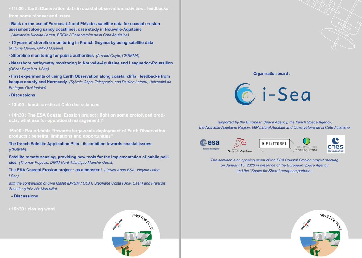 iSeaNews's tweet photo. J-1 pour le séminaire "Érosion littorale &amp; données spatiales". Nous vous attendons demain @capsciences ou en live sur Twitter à partir de 14h30 #traitdecote #erosioncotière #coastalerosion #teledetection #remotesensing #satellite @shore_space @NvelleAquitaine @ESA_fr @CNES https://t.co/Kqsk2wapER