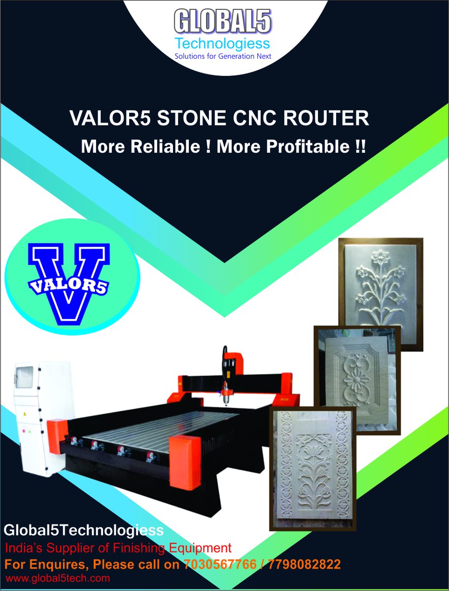 Global_5_Tech's tweet image. Valor5 CNC Stone Router is available with 5.5 Kw Spindle is mainly used for stone cutting and engraving. To know more please call on 7030567766 / 9877082822.
#CNCStoneRouter #StoneRouter #Valor5StoneRouter #CNCRouter