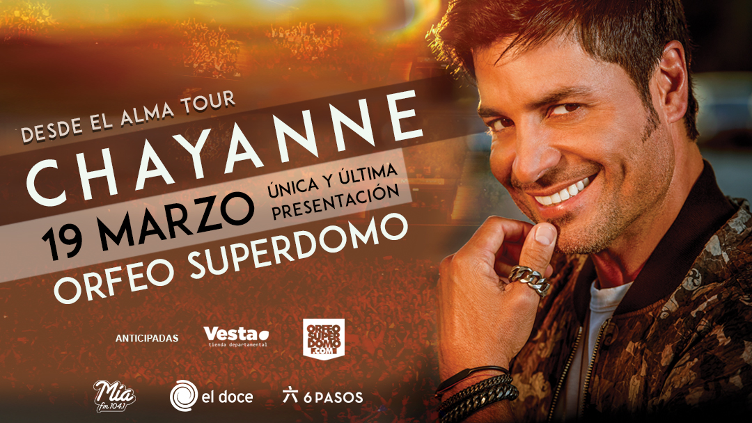 6pasos's tweet photo. 💥 #CHAYANNE en #Córdoba 💥
19 de marzo @OrfeoSuperdomo 
Entradas en 👇
https://t.co/eYR0Z8YAP7
y Tiendas Vesta de Alto Verde
Tu tiempo de SER FELIZ 👉 #DesdeElAlmaTour2020 https://t.co/FIEvazrQGY