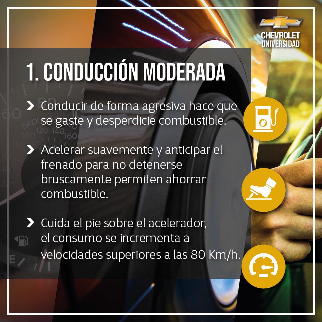ChevroletUni's tweet photo. En #ChevroletUniversidad nos preocupamos por ti, por eso aquí te dejamos 8 tips para ayudarte a lograr un consumo inteligente de gasolina. 👌

TIP # 1. CONDUCCIÓN MODERADA:🚘 https://t.co/hwBjx2mFIQ