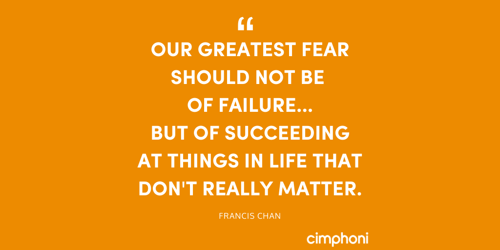 CimphoniRick's tweet photo. Our greatest fear should not be of failure...but of succeeding at things in life the don't really matter. - Francis Chan #MotivationalMonday https://t.co/TJUkBhMZkU