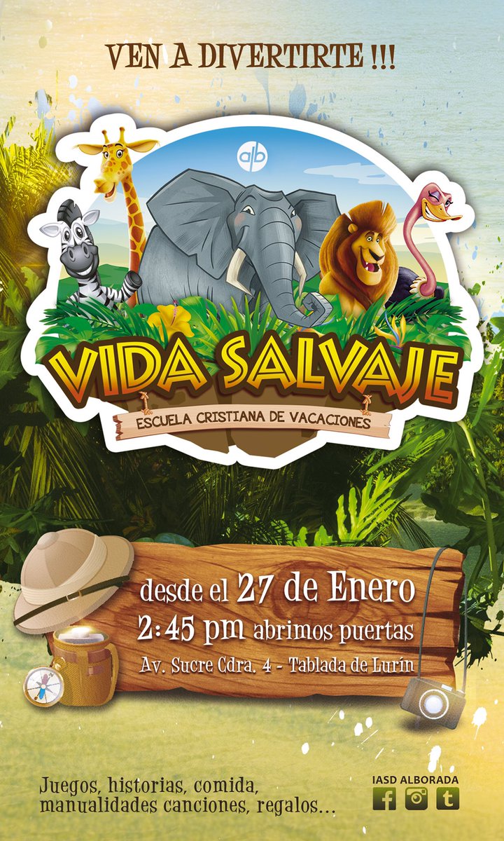 iasdAlborada's tweet photo. Nuestra #ECV2020 estará “salvaje”, estamos terminando de preparar todo para que disfrutes de momentos súper divertidos
PASA LA VOZ!!!!
#vidasalvaje #ecv #escuelacristianadevacaciones #iasdalborada #somosALB #iglesiaAlborada #niñosALB https://t.co/DorSL7VhJi