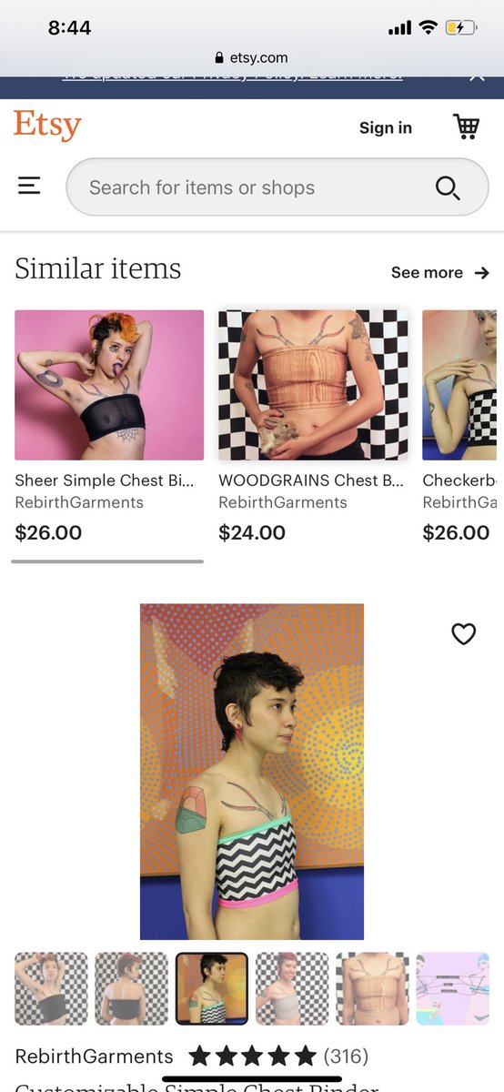 A shop called RebirthGarments on Etsy!As you can see, their binders are $26 with patterns, etc. mainly recommending for the price bc a lot of trans and lgbt youth want cheap (but safe) alternatives