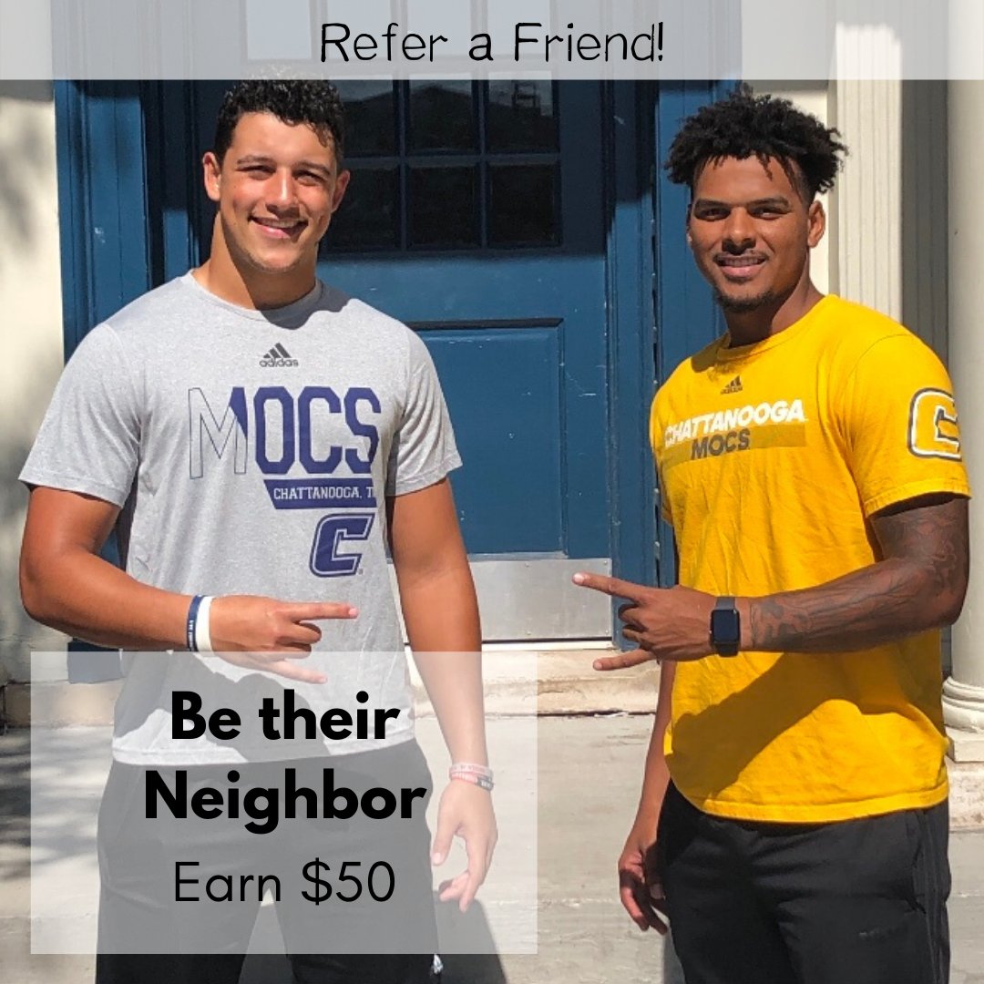Walk2Campus_UTC's tweet photo. Have you heard about our referral program? NOW LEASING for 2020-2021 school year- be neighbors with all your besties! Call the office for details. Can't wait to meet all our new residents. ❤️#Closelife https://t.co/LHf5HaVq7G