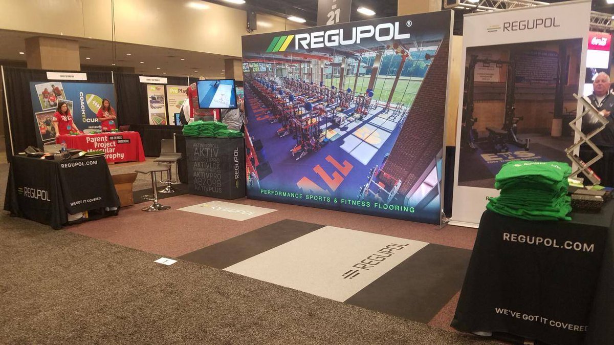 Swing by booth number 1 at the #AFCA2020 convention to learn how Regupol high-performance athletic flooring can improve your facility...and grab a free shirt!