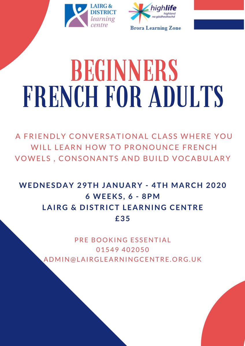 LairgLearning's tweet image. Do you want to learn a new language this year?  Check out our beginners classes in Gaelic &amp;amp; French, both running in Lairg.  Booking essential.