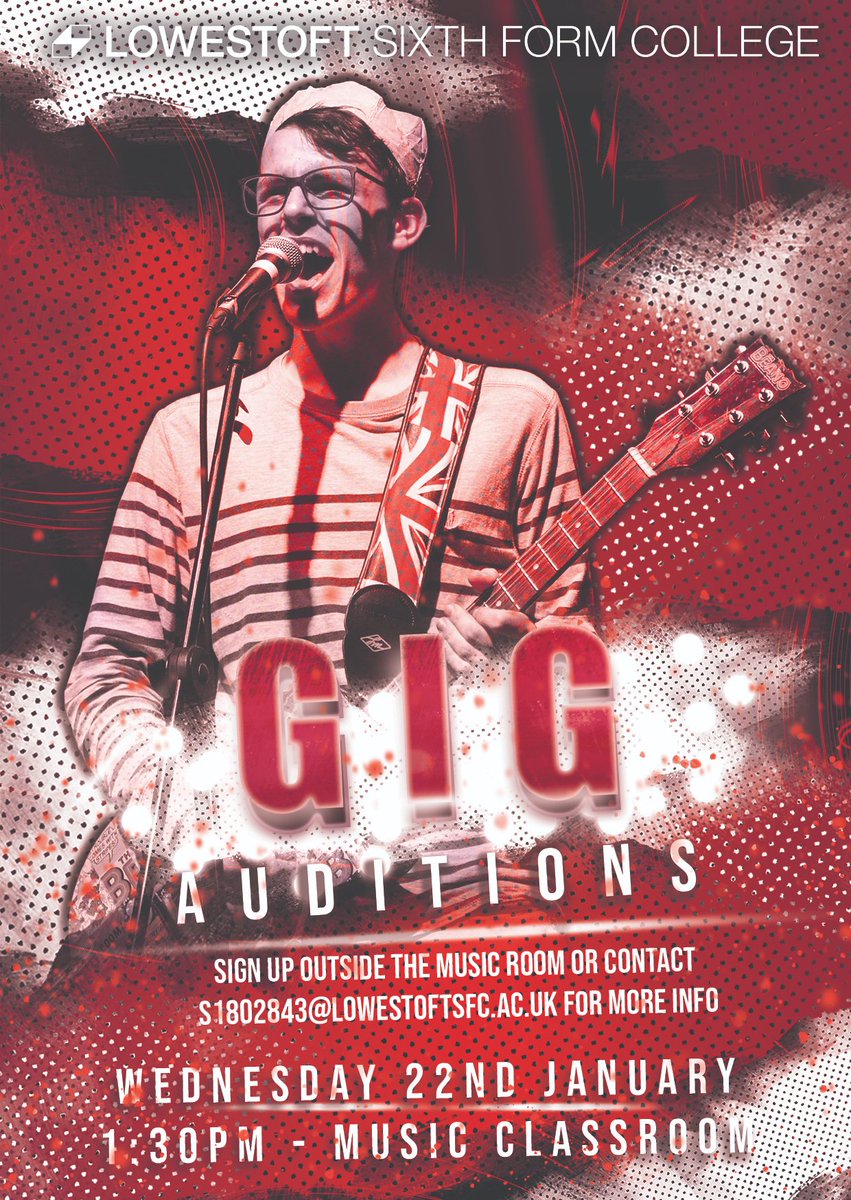 🎸Gig Auditions 🎤

Auditions for the next student gig will be taking place on Wednesday 22nd January from 1:30 PM in the music classroom.

If you're interested and would like to showcase your talent, sign up outside the music room or contact S1802843@lowestoftsfc.ac.uk