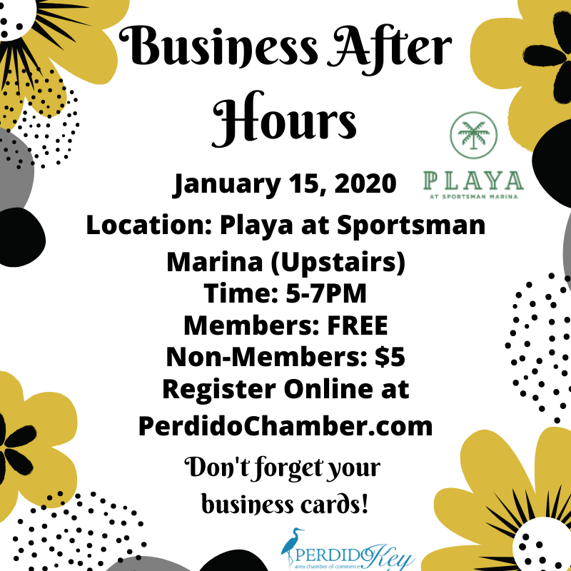 ChamberPerdido's tweet photo. Just a reminder that this Wednesday, the 15th, is our first Business After Hours of 2020! @Playa at Sportsman Marina in Orange Beach will be holding this event! Do not forget to register online at https://t.co/SwuCNHrQpr   Can't wait to see you there! https://t.co/fa64QJBJyh
