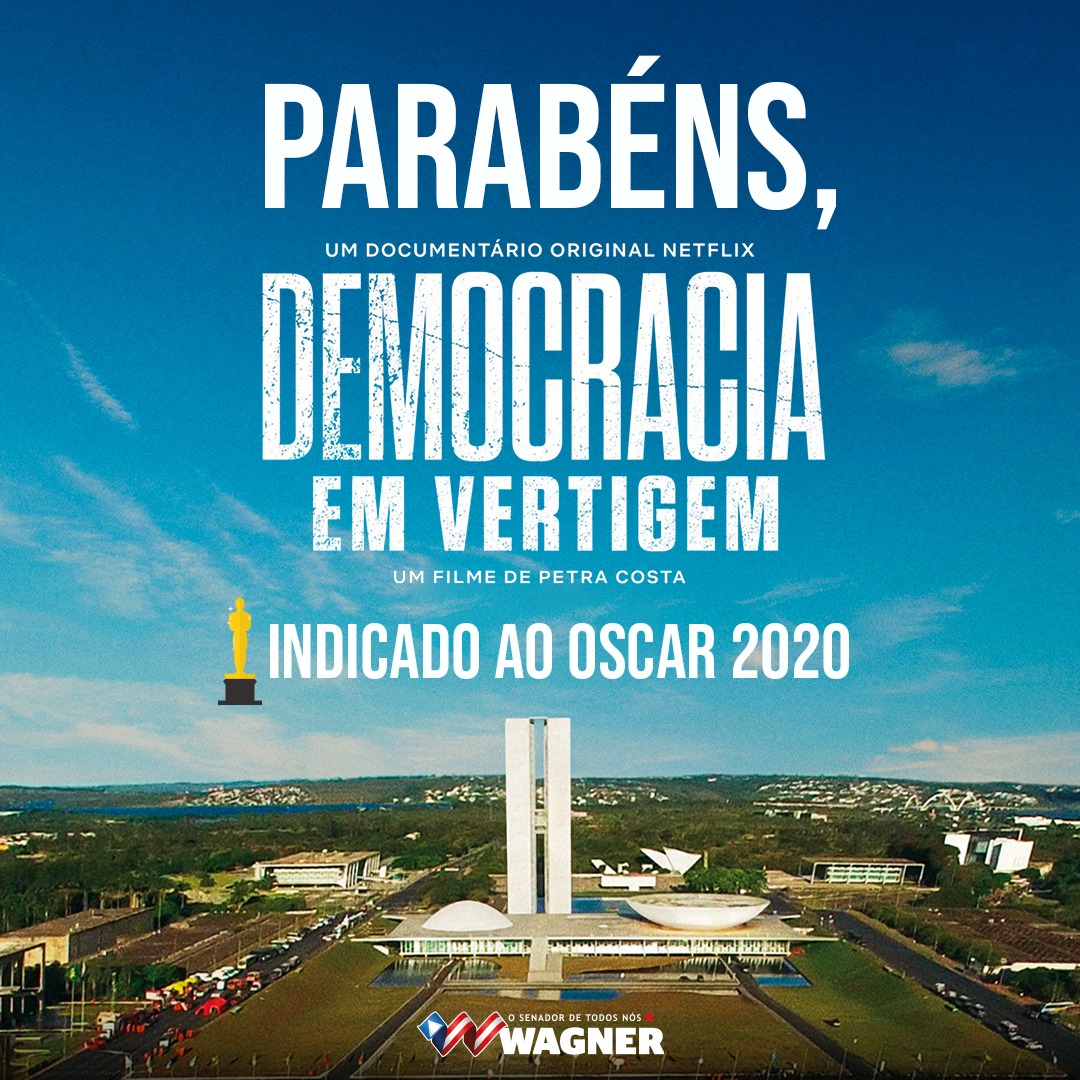 O filme brasileiro “Democracia em Vertigem” foi indicado ao Oscar, na categoria 'Melhor Documentário”. 
#OscarNoms #DemocraciaEmVertigem #BrasilNoOscar #Oscar2020 #SenadorDeTodosNós #JaquesWagner