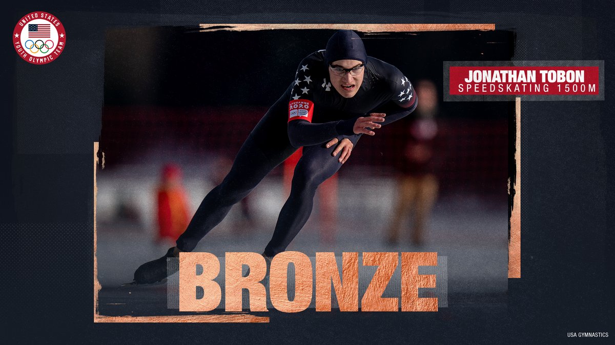 #TeamUSA's Jonathan Tobon finished the men's 1500m speedskating final STRONG securing a 🥉 medal! #Lausanne2020
