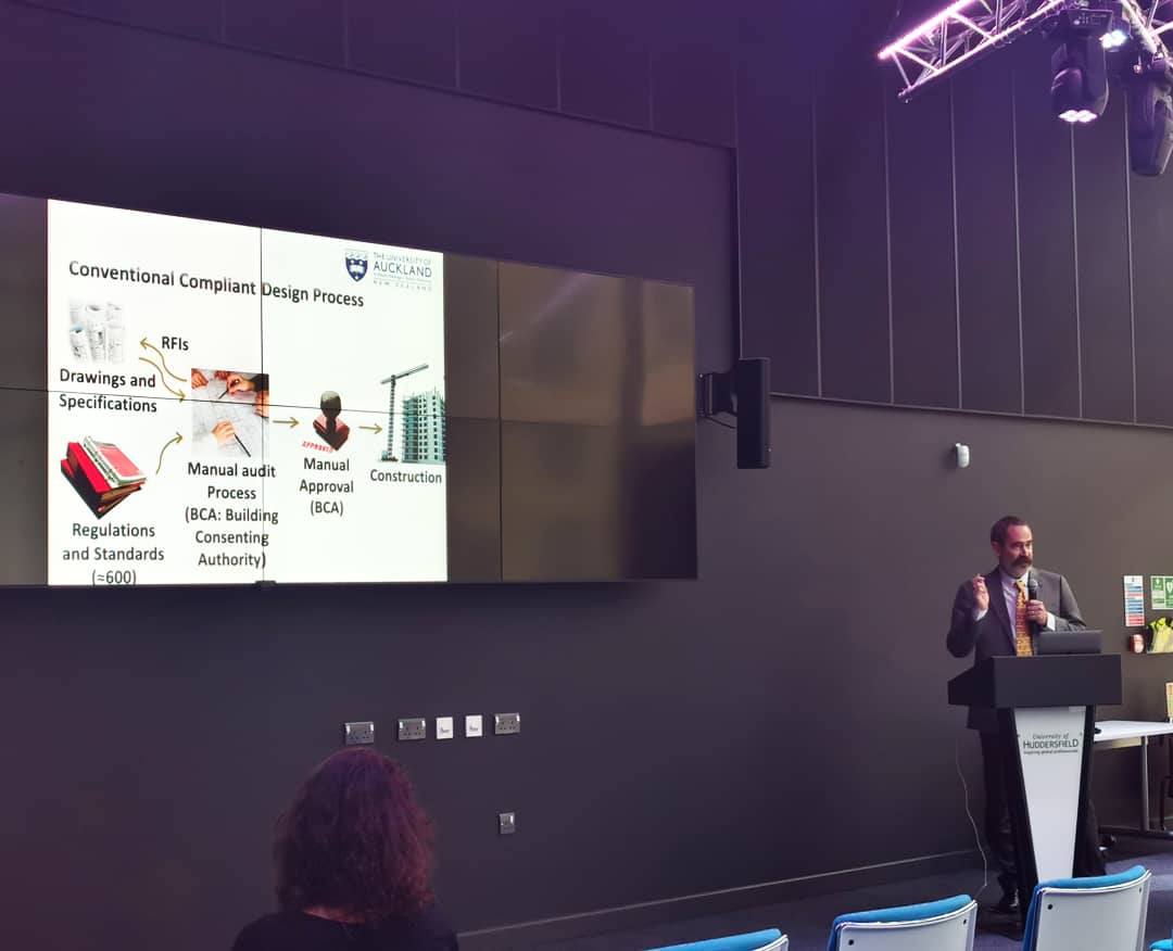 AHHuddersfield's tweet photo. Today in the #PhidiasLab we have a symposium on Compliance Checking in the Digital Built Environment hosted by the IDL. Speakers include Prof Robert Amor, University of Auckland and Prof Rafael Sacks, Technion - Israel Institute of Technology
#adahuddersfield #compliancechecking https://t.co/Z0Mm2Ey6x9