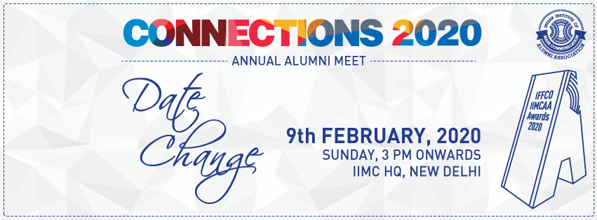 IIMCAA's tweet photo. Connections 2020 Inaugural Meet New Date- 9 February in Delhi #IIMC #IIMCAA #Connections #IIMCAAAwards
https://t.co/0mlbzq0xEB https://t.co/pBish9zB9r