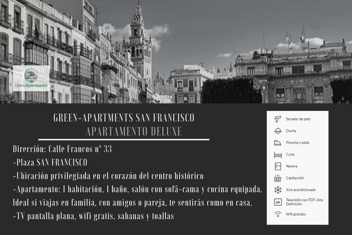 GREENAPARTNET's tweet image. Puedes disfrutar de todo el centro del casco antiguo de sevilla desde GREEN APARTMENTS-SAN FRANCISCO

RESERVAS⬇️⬇️⬇️⬇️⬇️⬇️
green-apartments.net