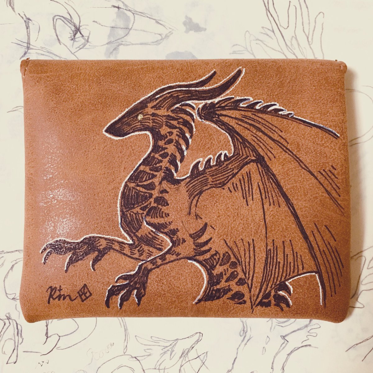 手描き小物入れ 