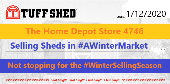 3283Allen's tweet photo. Another Big Shout-out &amp; a #ChaChingCheck 4 Team @4746 &amp; @IsaacHallHD not letting #AWinterMarket slow them down even during the #WinterSellingSeason Getting it done and banked for 2019. THANK YOU 4 keeping on, keeping on with #Tuffshed! :>) #WeBCNU https://t.co/WGTHKJ3ESX