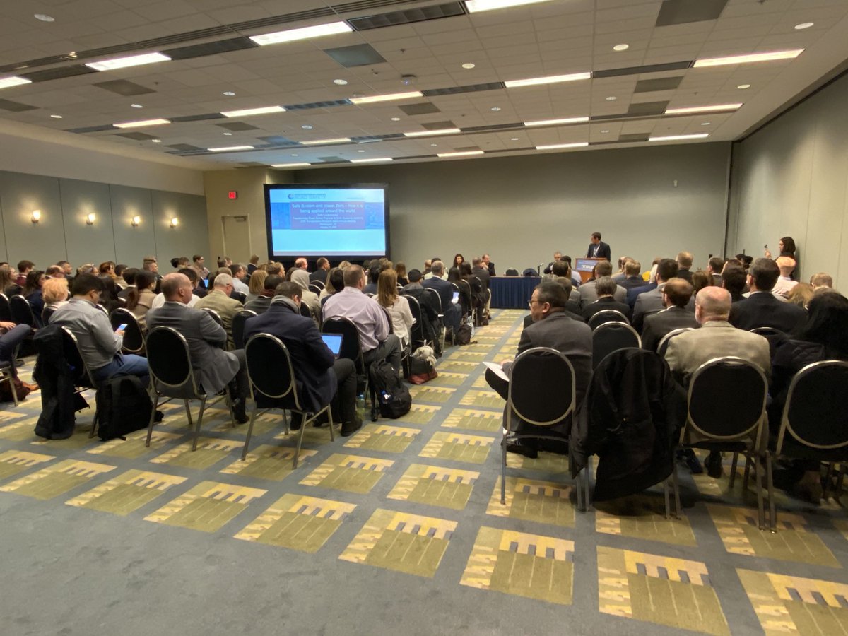 Session on Safe Systems. Standing room only. Power speakers on board! Working towards US implementation. ⁦<a href="/NASEMTRB/">TRB</a>⁩ #TRBAM #TRB2020