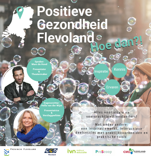 FleverNL's tweet photo. @ProvincieFL, @GGDFlevoland @IVNNederland #Proscoop &amp; @CMOFlevoland organiseren op 30/01 de 2de bijeenkomst voor professionals rond het thema Positieve Gezondheid. Het belooft een inspirerende middag te worden o.a Marc de Hond &amp; interactieve deelsessies. https://t.co/Vp0RWu74R6 https://t.co/dXsymbZ1Da