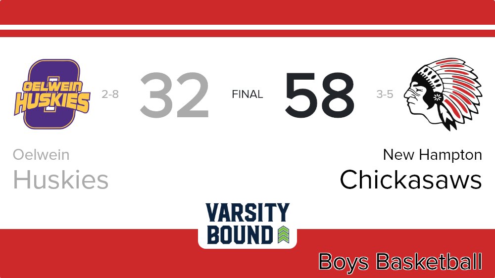 Boys Basketball Score Posted - New Hampton Chickasaws defeat Oelwein Huskies 58-32. ia.varsitybound.com/basketball/201…