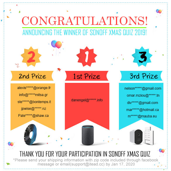 winners list of the Christmas quiz