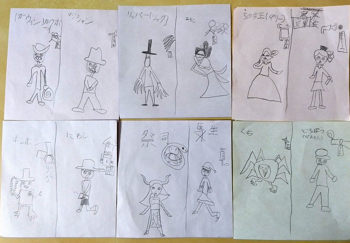小2の娘が第五人格にハマり、家族でプレイしているのですが、好きすぎて実況動画観ながら描いた絵がこちら。

うまく特徴を掴んでいる…!!?←親バカ 