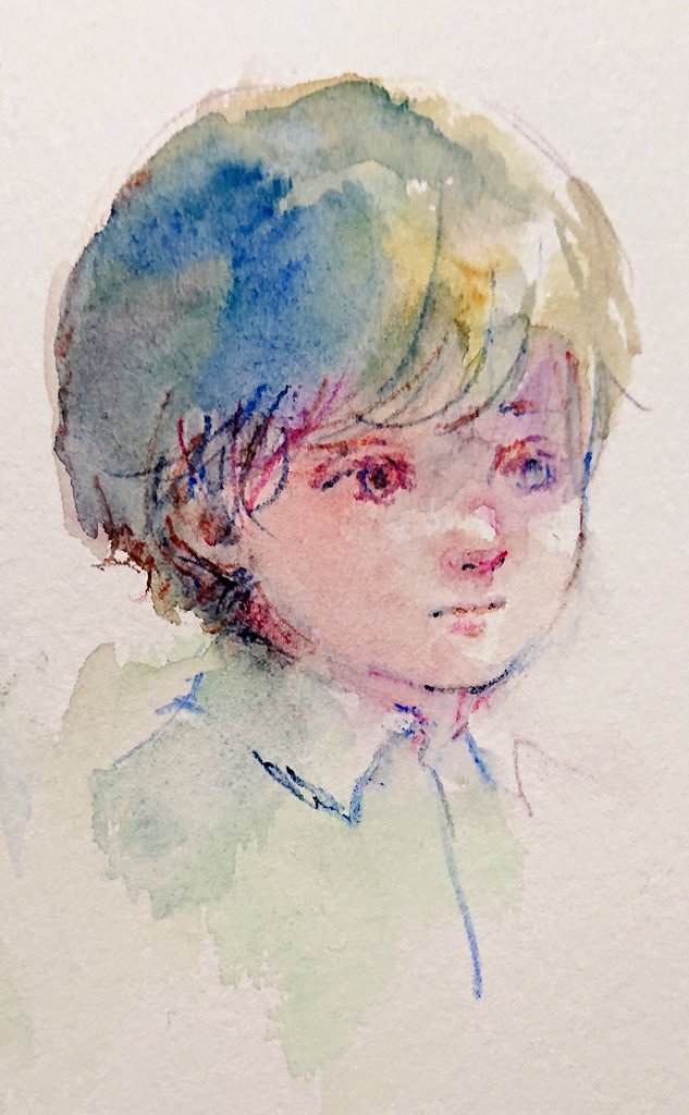 O Xrhsths あゆみ ペン 水彩 岩絵具 Sto Twitter 水彩色鉛筆と水彩 実験実験 水彩画 水彩色鉛筆 スケッチ イラスト 人物画 Watercolor Pencil Illustration ファーバーカステル デューラー