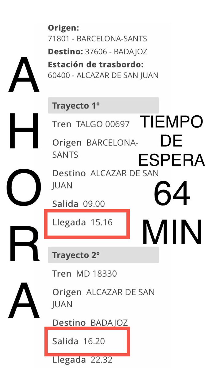 bonita_milana's tweet photo. Desde hoy, el servicio Barcelona-Badajoz con enlace en Alcázar SJ se reduce 32 min, pero @Renfe , no modificará el horario del tren Alcázar - Badajoz, por lo que, los extremeños tardaremos lo mismo en realizar este recorrido. Renfe no da facilidades y @Junta_Ex guarda silencio... https://t.co/IcwfWZ0nsg