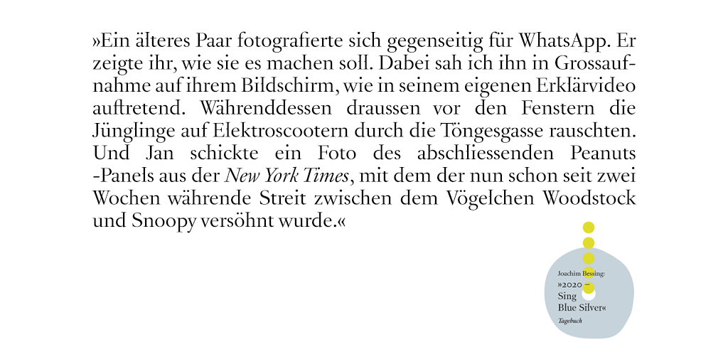 Redaktion_Waahr's tweet photo. Joachim #Bessing führt sein #Tagebuch weiter – seit längerm schon ß-frei. Dieses Jahr unter dem Motto: »2020 – Sing Blue Silver«. Wir werden in Abständen auf seine Beobachten hinweisen, sonst schreibt er gewohnt unter dieser Adresse: https://t.co/jV6UJ8Mpjt https://t.co/sCv7ZVDON5